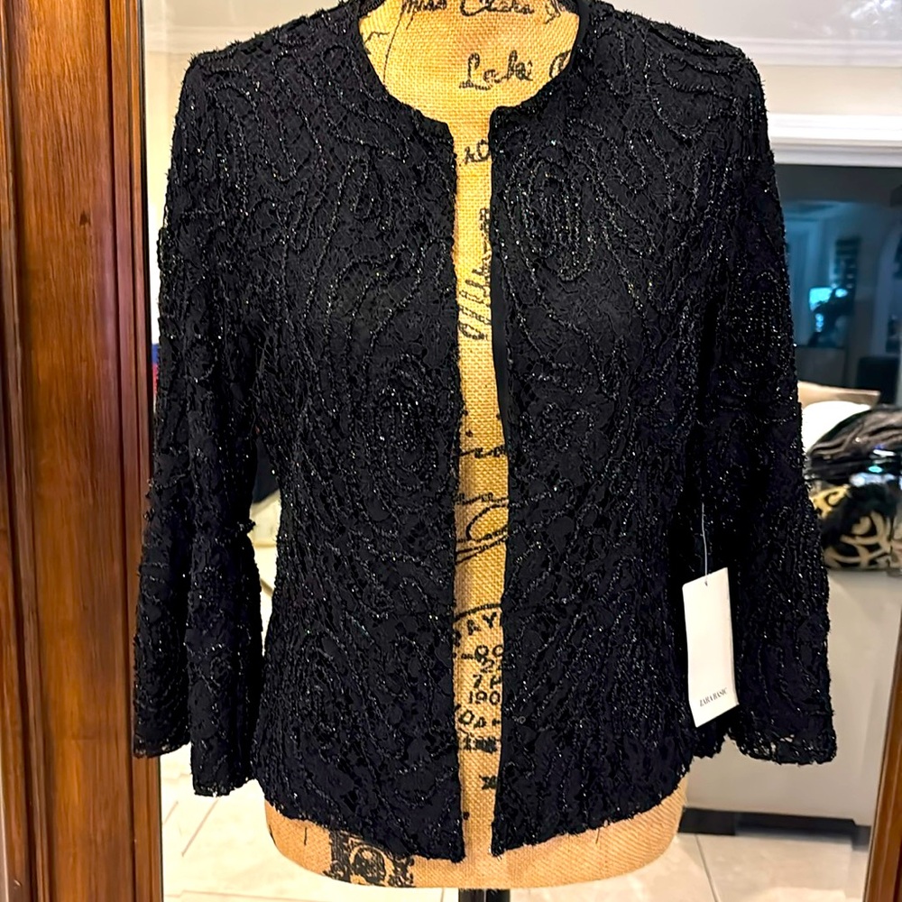 Zara Open Cardigan Jacket Top       Sz Medium Womans Beaded Lace